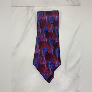 J. Garcia classic corpcore red/blue abstract ‘Banyan Tree II’ 100% silk necktie